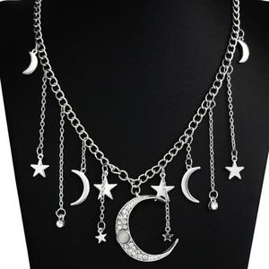 Moon and Star Fashion Necklace (color sliver)